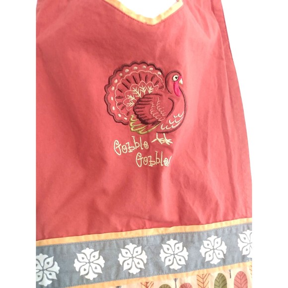 Kay Dee Designs Turkey Gobble Thanksgiving Kitchen Apron Pockets Embroidered - Picture 2 of 10
